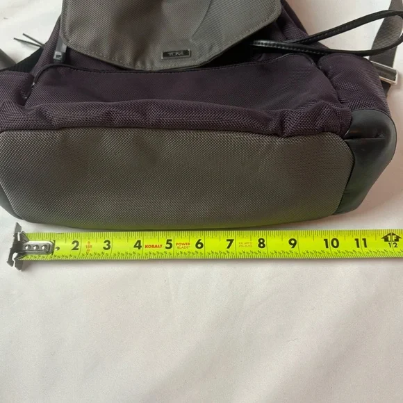 Tumi Cady Rucksack Nylon Backpack Purple Grey Everyday Travel Drawstring